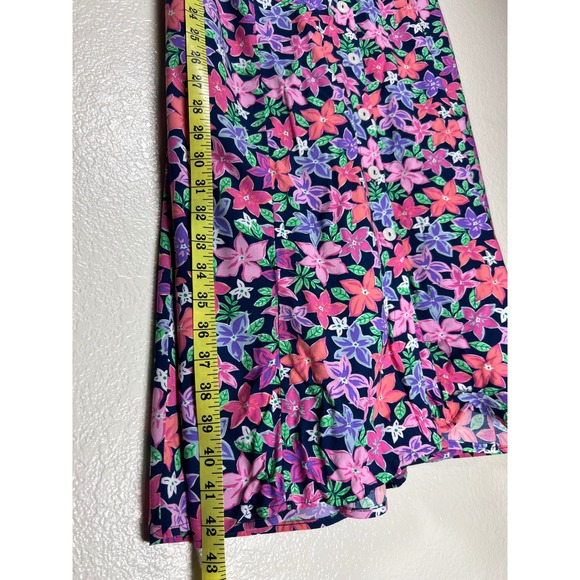 BLAIR Floral Smocked Button Front Midi Dress Bright Retro Summer Vacation  PS - Picture 6 of 15